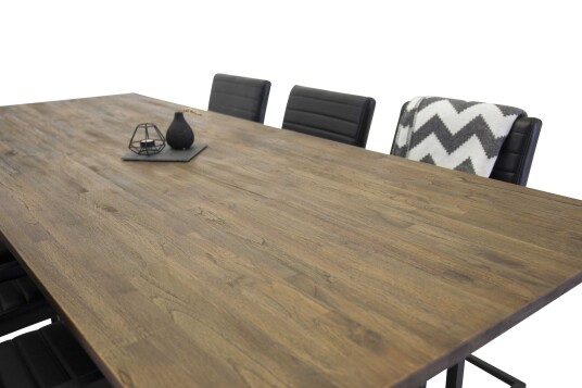 Venture Design Padang & Art spisegruppe Natur/svart 6 st stoler & bord 250 x 100 cm
