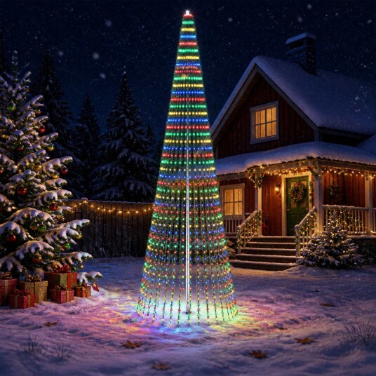 vidaXL LED juletre 470 cm 1504 LED-lys Flerfarget Stål Grønn