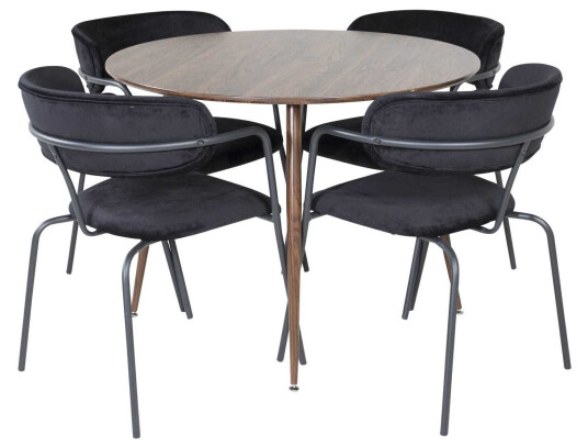 Venture Design Plaza & Arrow spisegruppe Brun/svart 4 st stoler & bord 100 cm