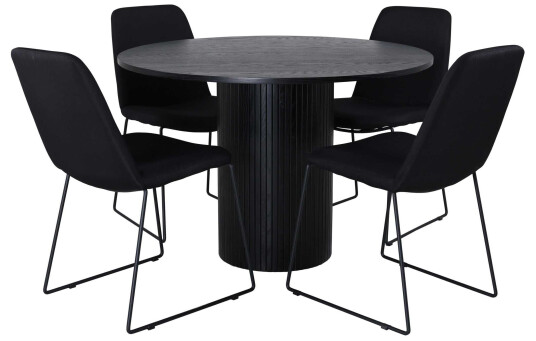 Venture Design Bianca & Muce spisegruppe Svart/svart 4 stoler & bord 110 cm
