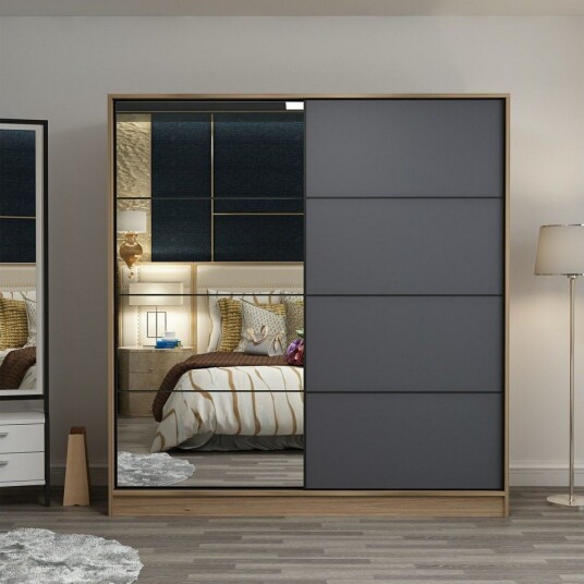 Fruitland Garderobe med Speil - Antrasitt