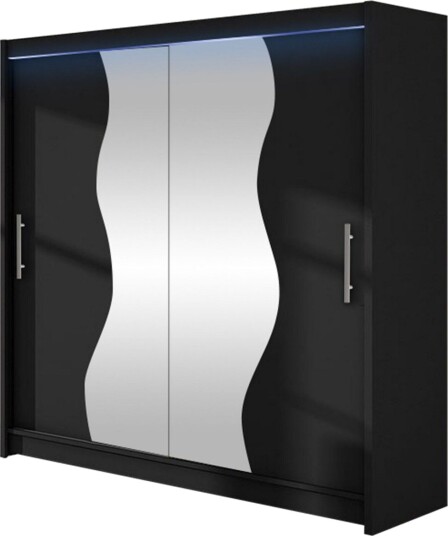 Dravon Garderobeskap Med Speil 180x215 cm - Svart