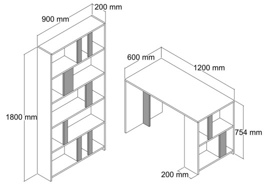 Skrivebord Tibani 120 cm med Oppbevaring Hylle Marmormønster Hvit/Svart