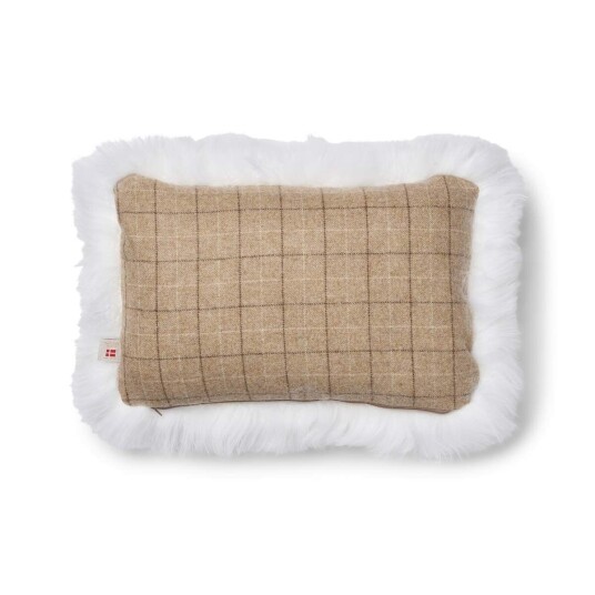 Natures Collection Checked Collection Ullpute Langhåret 34x52 cm Rutete / Beige / Hvit
