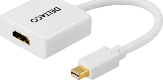 Deltaco Dp Hdmi2 Video Adapter Mini Displayport Hann Til Hdmi Hunn 18 Cm Hvit