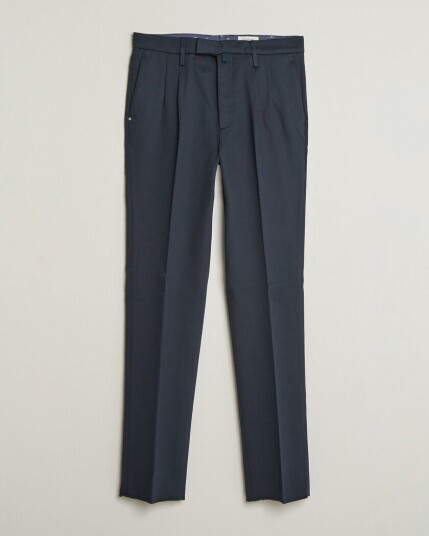 Jacob Cohën Lucas Pleated Cotton Gabardine Trousers Navy