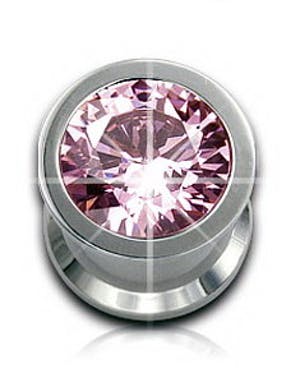 Utgått Piercing Plugg med Innrammet Rosa Sten