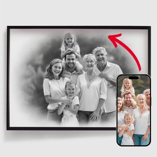 Personalisert Plakat Håndtegnet Kullkunst Horisontal AI Plakat