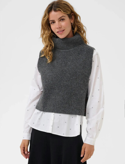 Cream Crstarfi Short Knit Slipover - Grey - XL/XXL Cream Crstarfi Short Knit Slipover - Grey - XL/XXL