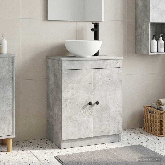 Badmøbel med vask Betonggrå 54 x 35 x 83 cm Konstruert tre Badmøbel med vask Betonggrå 54 x 35 x 83 cm Konstruert tre