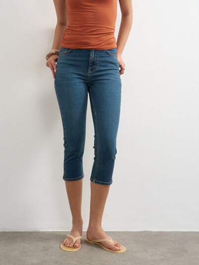 Topshop Camilla Highrise Denim Capri Denim 40