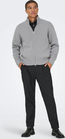 ONLY & SONS Onsblake Ds High Neck Cardigan Knit Noos   Grey   M
