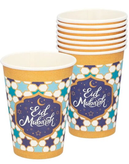 8 stk Eid Mubarak Pappkrus 210 ml 8 stk Eid Mubarak Pappkrus 210 ml