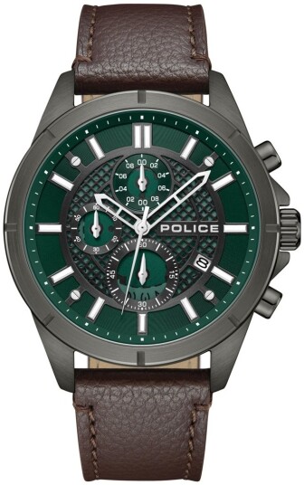 Police Herreklokke PEWGC0054002 Burbank Grønn/Lær Ø45 mm