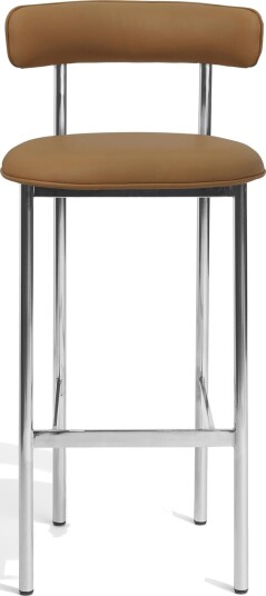 Møbel Copenhagen Font Barstol 75 cm Dunes Cognacfarget lær/Polert Stålunderstell