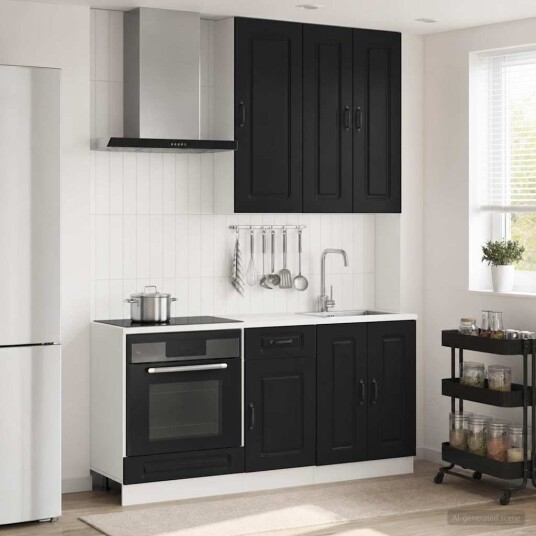 vidaXL Kjøkken enhet KALMAR 5 pcs Svart Konstruert tre vidaXL Kjøkken enhet KALMAR 5 pcs Svart Konstruert tre