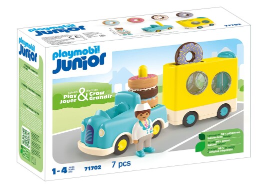 Playmobil JUNIOR Crazy Donut Truck Lekesett med Stabel- og Sorteringsfunksjon, 7 Deler