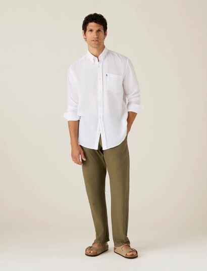 Lexington Clothing Casual Linen B.d Shirt   White   S