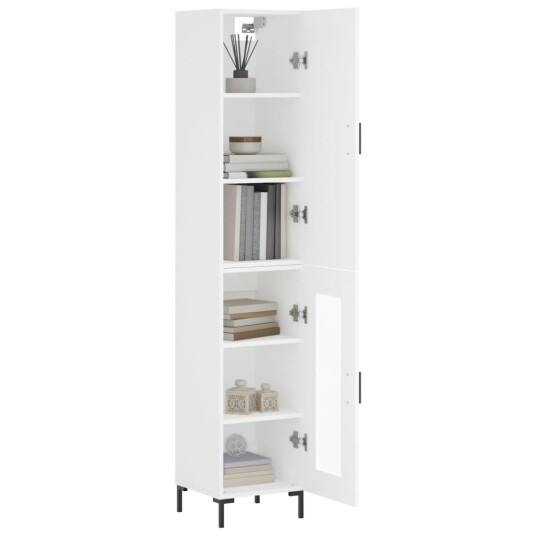vidaXL Highboard hvit 34,5x34x180 cm konstruert tre 8720845484637