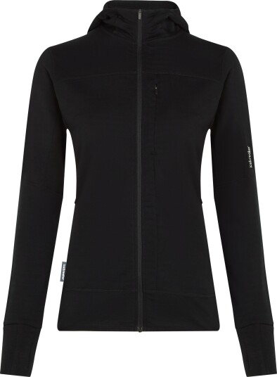 Icebreaker Women Merino Blend 300 Realfleece™ Descender Ls Zip Hoodie Black XS Icebreaker Women Merino Blend 300 Realfleece™ Descender Ls Zip Hoodie Black XS