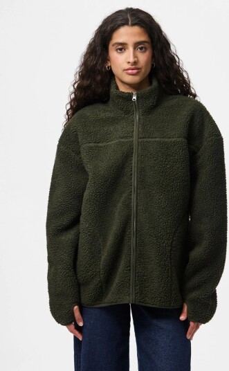 Pieces Pcsadia Ls Teddy Jacket Noos Bc Khaki green S