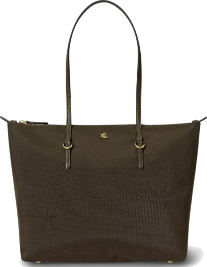 Lauren Ralph Lauren Nylon Medium Keaton Tote Bag   Green   