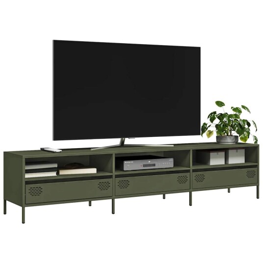 TV-benk olivengrønn 202x39x43,5 cm kaldvalset stål 8721102931079