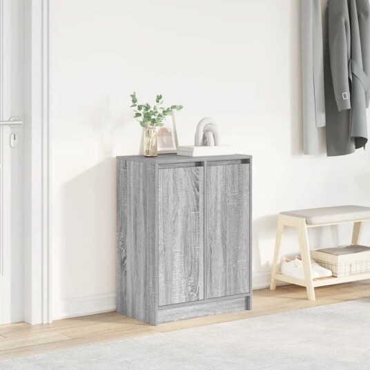  Skohylle grå sonoma 57x34x76 cm konstruert tre