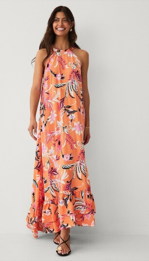 Ellos Collection   Maxikjole med halterneck   Orange