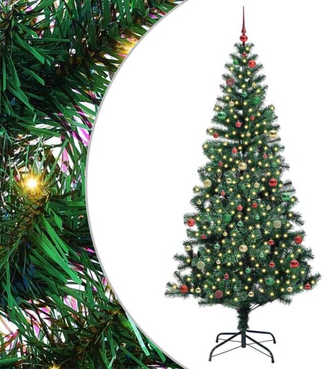 Kunstig Forhåndsopplyst Juletre grønn 240 cm PVC og metall