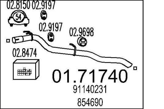 Eksosrør MTS 01.71740