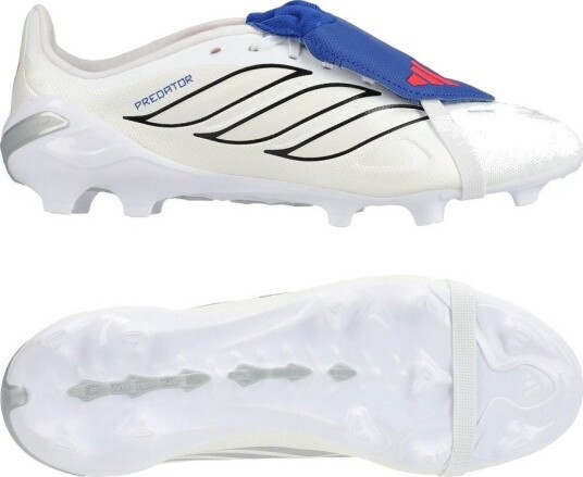 adidas Predator League Fold over Tongue FG Icon Takeover   Fottøy Hvit/Sølv/Blå Barn   Gress (FG) størrelse 33½
