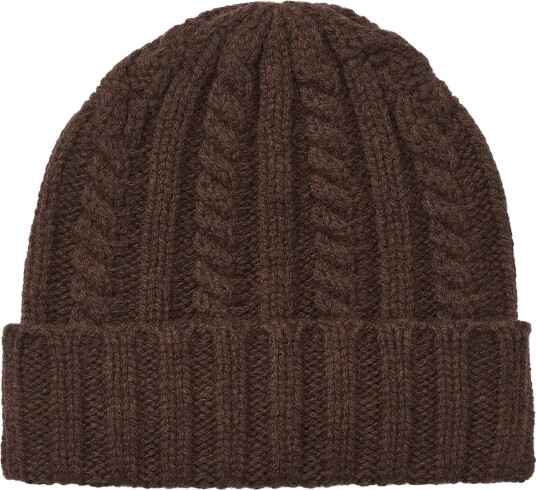 Upfront Cable Beanie   Brown   ONE SIZE