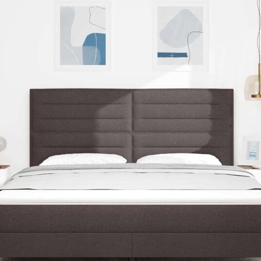 LED Hodegavl Linjer Design Mørk Brun 90 cm Stoff