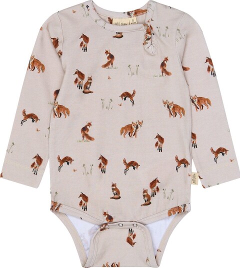 Petit Piao Body I/e   PPStar   Grå Morgen Fox AOP   Petit Piao   1 år (80)   Langermet Body Beige Brun