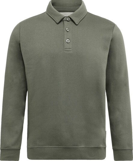 Tom Tailor Buttoned Polo Collar Sweatshirt URBAN OLIVE GREEN XL