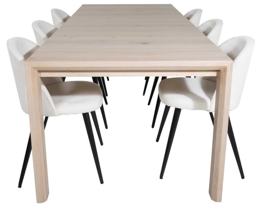 Venture Design Slider & Velvet spisegruppe Natur/beige 6 st stoler & bord 170 x 95 cm