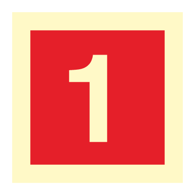 Jo Safety Number 1 Photoluminescent Rigid Plast PR MM 150 x IMO fire sign 105091PRMM