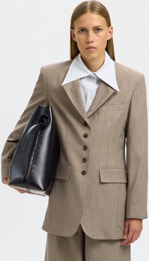 Selected Slfstella Large Leather Bag Black ONE SIZE