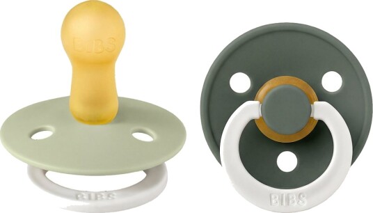 BIBS Colour Lysende smokker Str. 2 Rund 2-pack Sage/Furu BIBS 6-18 md Smokk Grønn 62-86