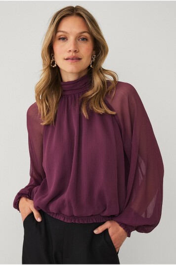 Ellos Collection Bluse med ballongeffekt Lilla