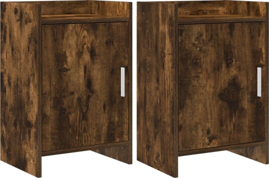  Nattbord 2 pcs Røkt Eik 40 x 30 x 60 cm Konstruert tre