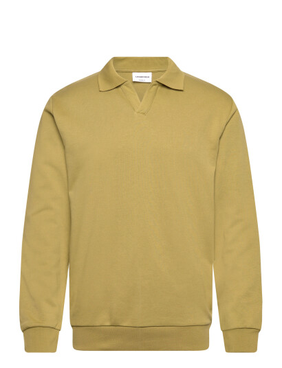 Lindbergh Sweat V Neck Polo L/S Khaki green L