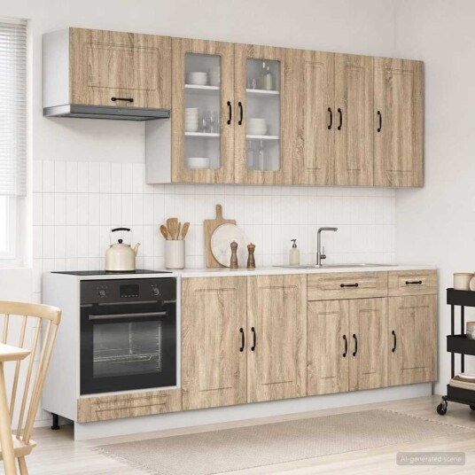 vidaXL Kjøkken enhet KALMAR 8 pcs Sonoma eik Konstruert tre vidaXL Kjøkken enhet KALMAR 8 pcs Sonoma eik Konstruert tre