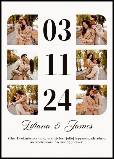 Anniversary Date Personalized Photo Collage Plakat Plakat / 21x30cm