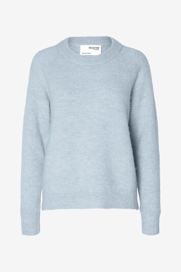 Selected FEMME - Genser slfLulu LS Knit O-neck - Blå