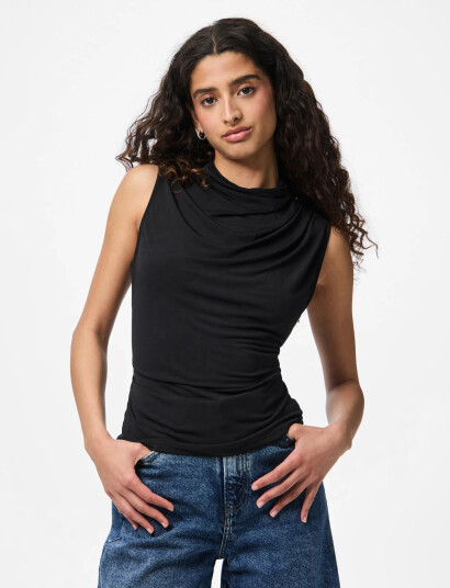 Pieces Pcmadison Sl Draped Top Jrs Noos Bc Black XL Pieces Pcmadison Sl Draped Top Jrs Noos Bc Black XL