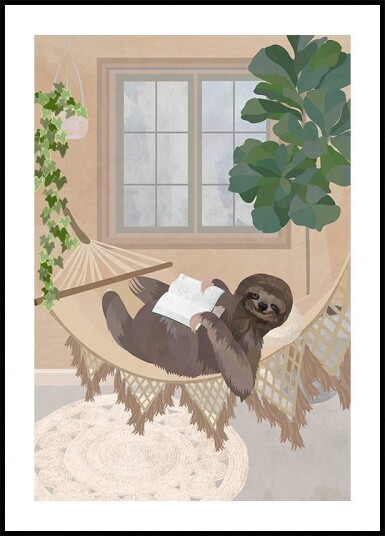 Lazy sloth in hammock Plakat / 30x40cm