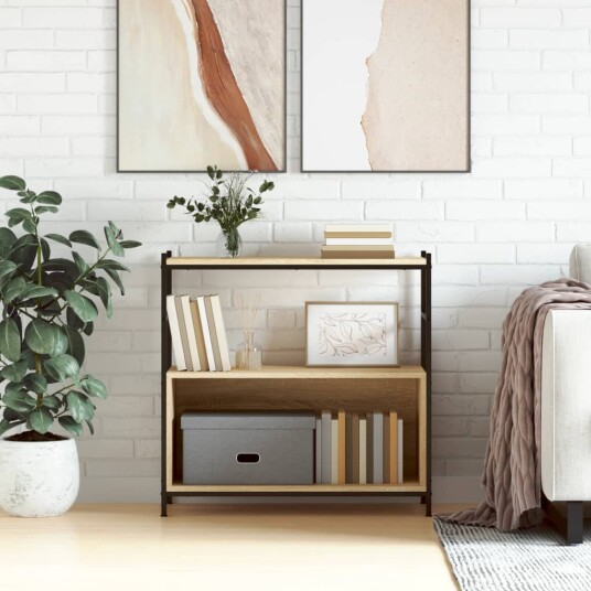 vidaXL Bokhylle sonoma eik 80x30x78,5 cm konstruert tre og jern vidaXL Bokhylle sonoma eik 80x30x78,5 cm konstruert tre og jern