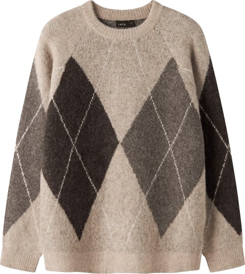 LMTD Nlfkleaveharlekin Ls Short Knit - PEYOTE - 134-140